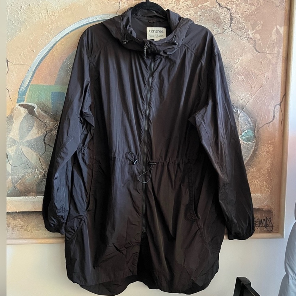 TENTREE Recycled Nylon Long Jacket Sustainable Hooded Jacket size medium